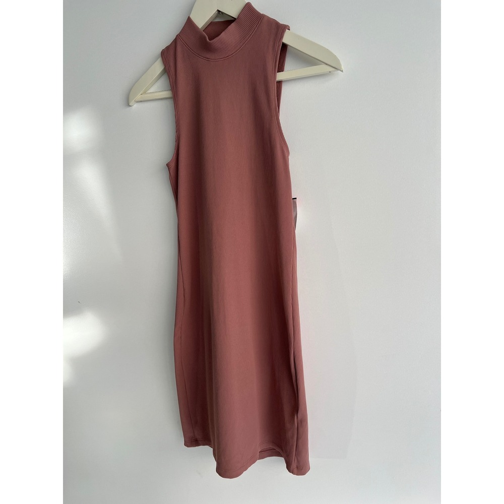 Abercrombie & Fitch Ribbed Mock Neck Sleeveless Mini Dress Pink Size Small Tall - Picture 2 of 9